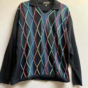 Vintage Di Bazzato 3D colourful roped textured cotton sweater Sz L